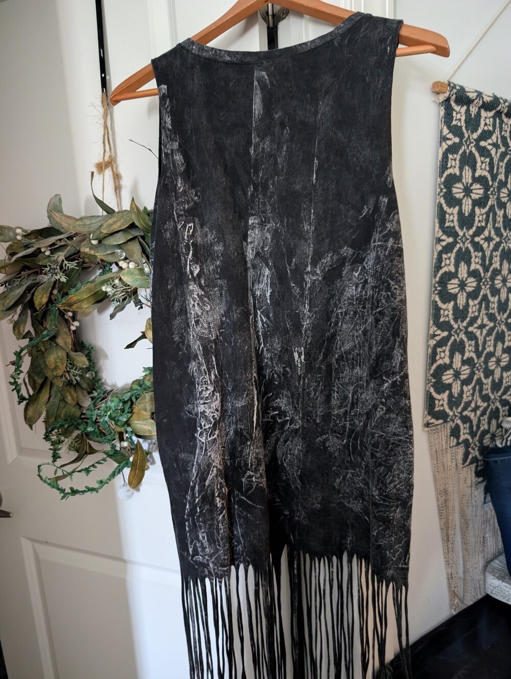 Adidas Black Fringe Tank Dress With Logo Medium Tie Dye Boho - Picture 2 of 4
